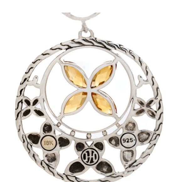 JOHN HARDY Sterling Silver & 18K Yellow Gold Citrine Batu Kawung Drop Earrings - Picture 3 of 4